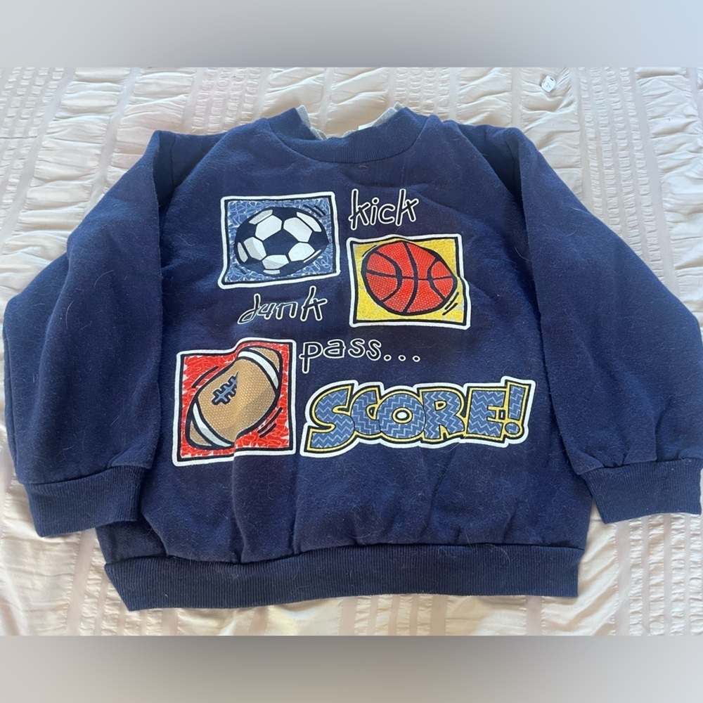 Vintage Okie Dokie Sports Graphic Sweatshirt - Navy Blue